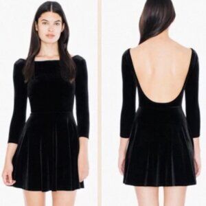 Black Velvet Skater Dress - American Apparel | S